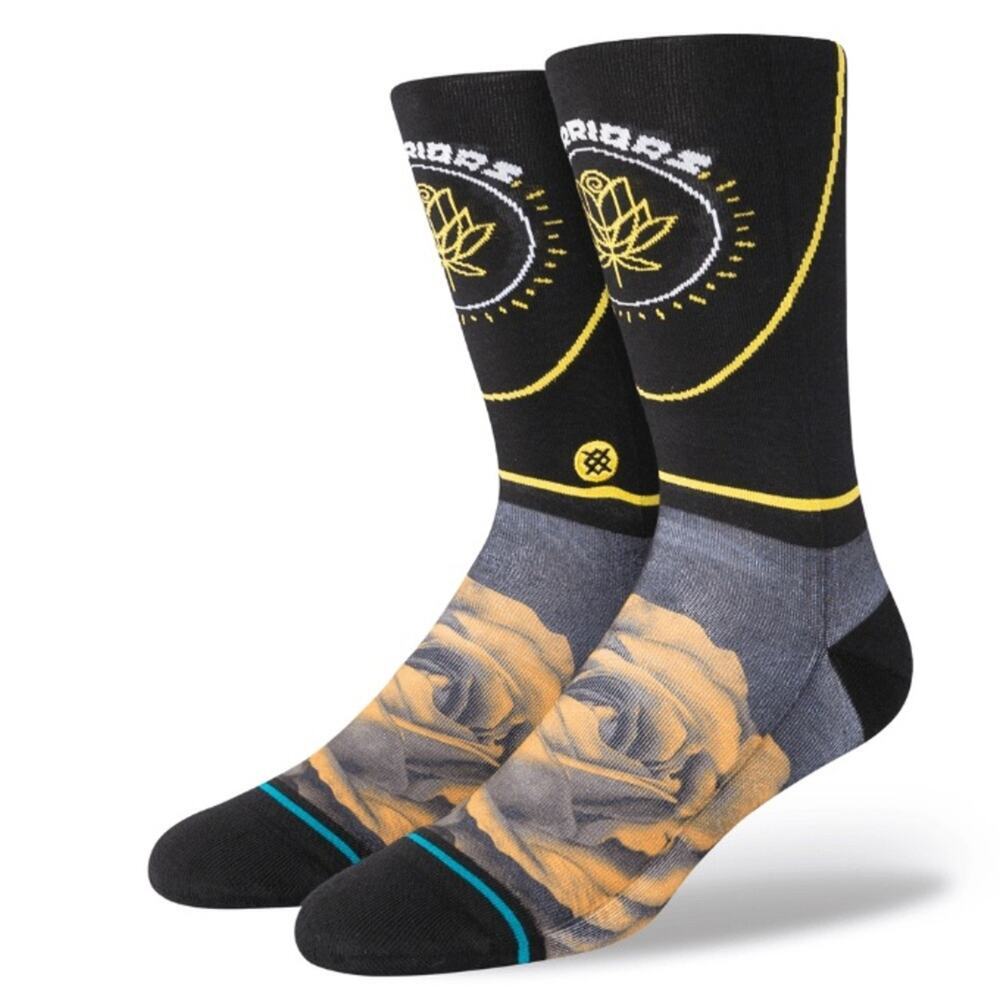 NBA Stance Warriors City Edition Print Poly Crew Socks A545D22GSW Black Gold L
